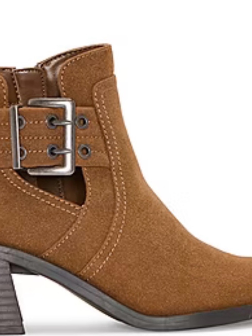 a.n.a Women’s Tan Suede Buckle Cutout Ankle Boot